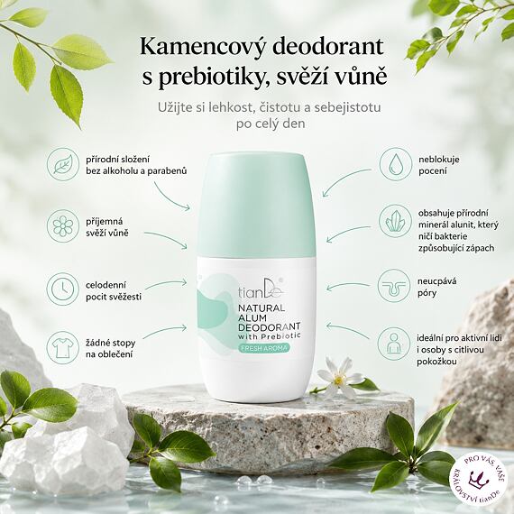 Kamencový deodorant s prebiotiky, svěží vůně