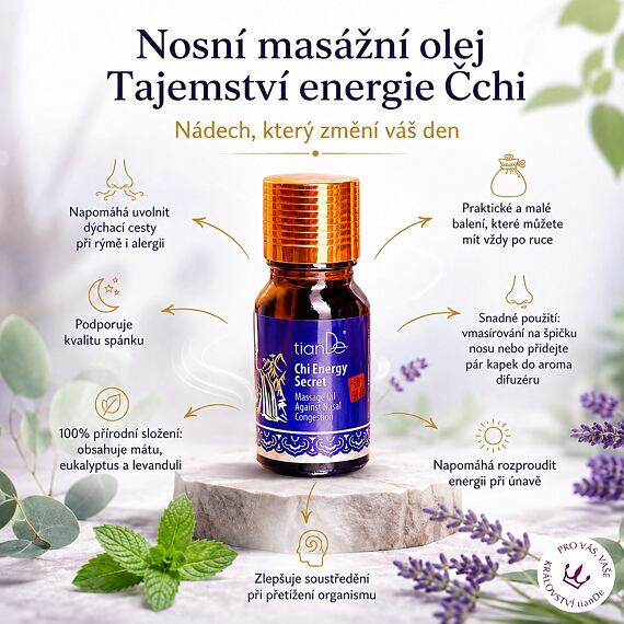 Nosní masážní olej Tajemství energie Čchi